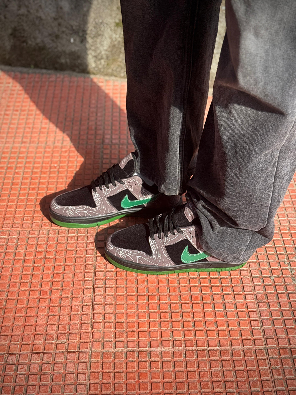 Graff-Slam Low-Top Sneaker - Black/Grey Suede with Signature Graphic Print & Volt Green Sole